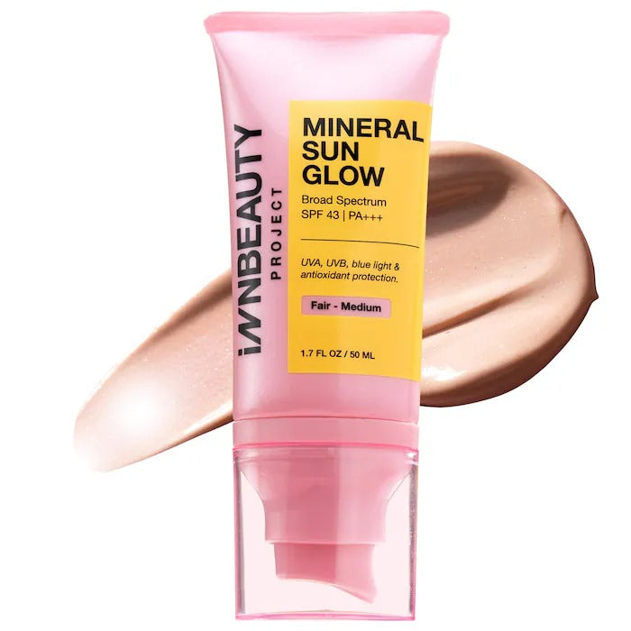 iNNBEAUTY PROJECT Mineral Sun Glow Broad Spectrum Sunscreen SPF 43 PA +++ with Peptides and Vitamin C