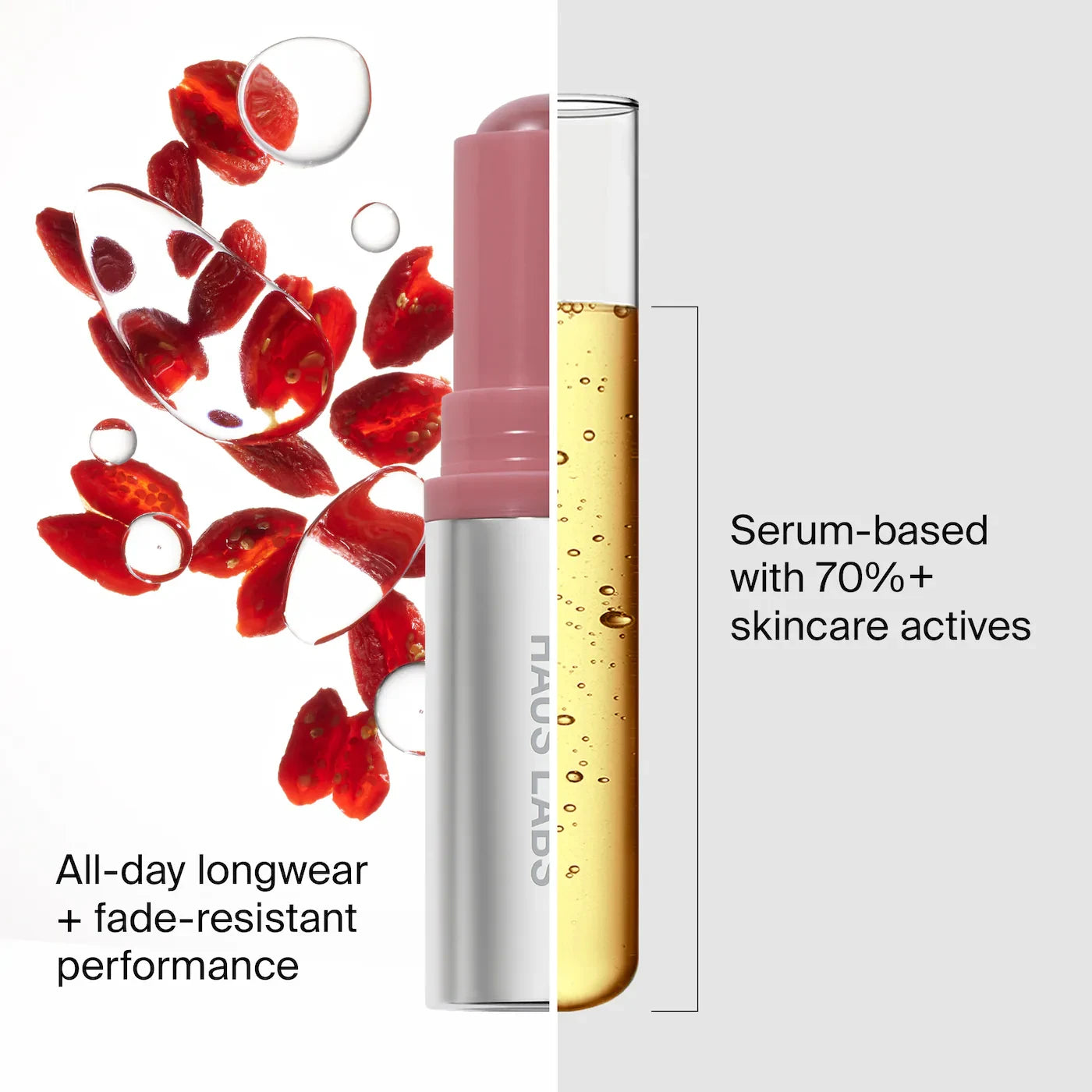 HAUS LABS Color Fuse Longwear Hydrating Glassy Lip + Cheek Blush Ba