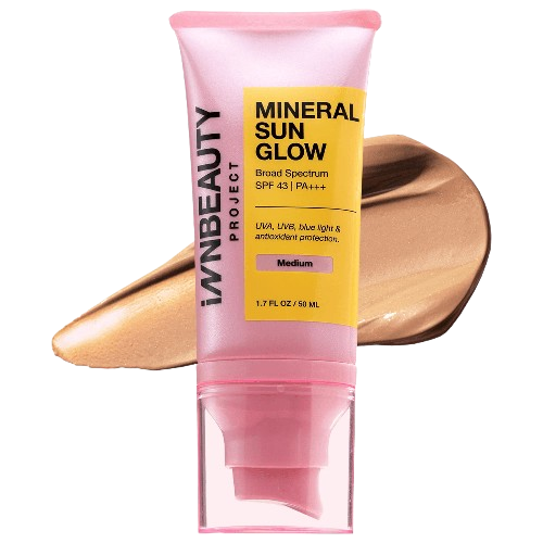 iNNBEAUTY PROJECT Mineral Sun Glow Broad Spectrum Sunscreen SPF 43 PA +++ with Peptides and Vitamin C