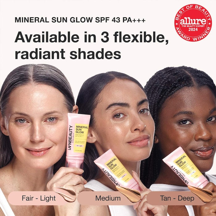 iNNBEAUTY PROJECT Mineral Sun Glow Broad Spectrum Sunscreen SPF 43 PA +++ with Peptides and Vitamin C